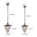Round Tiered Crystal Water Drop Aged Metallic American Chandelier
