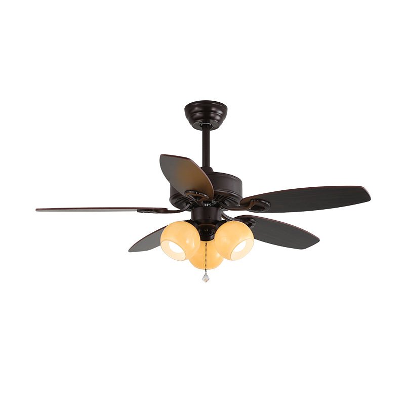 Sienna Breeze Ceiling Fan with Light – Walnut Wood Blades & Amber Glass