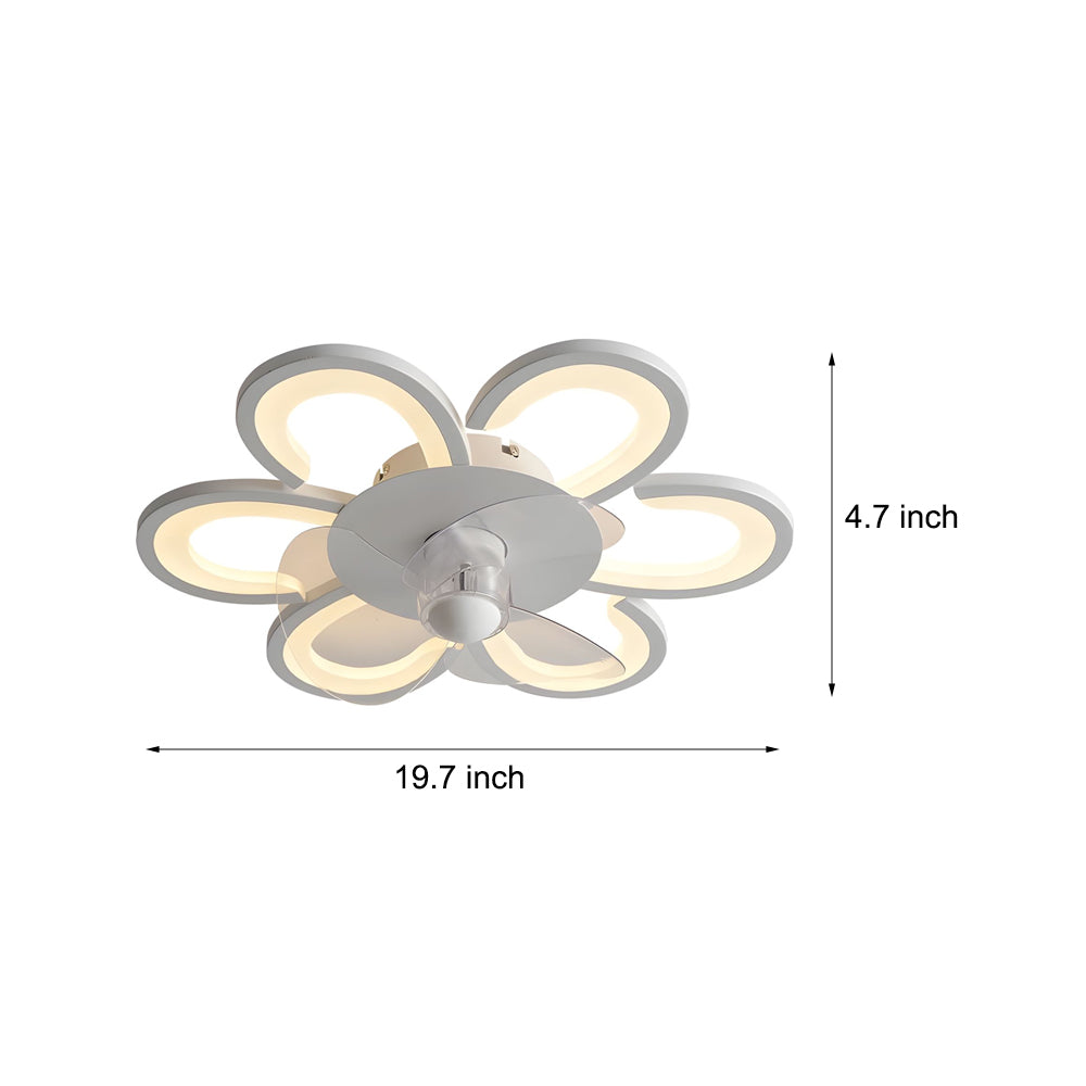 19 7 In 6 Speed White Flush Mount Flower Ceiling Fan Light