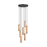 Travertine Cylinder Pendant Light in Warm Stone for Modern Interiors
