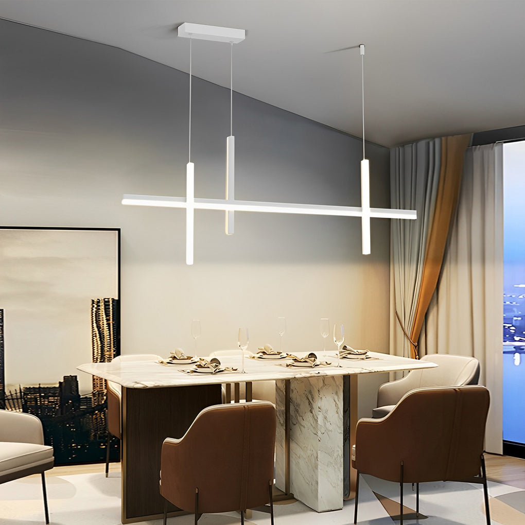 Linear LED Pendant Light with Adjustable Dimming for Modern Interiors