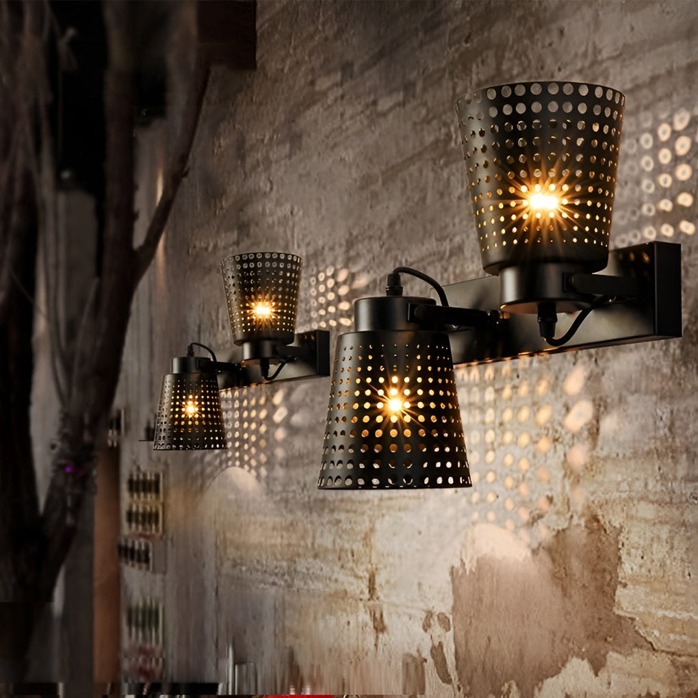Retro Iron Hollow Adjustable Plug In Wall Sconce