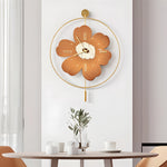 Round Metal Battery Operated Led Flower Wall Clock