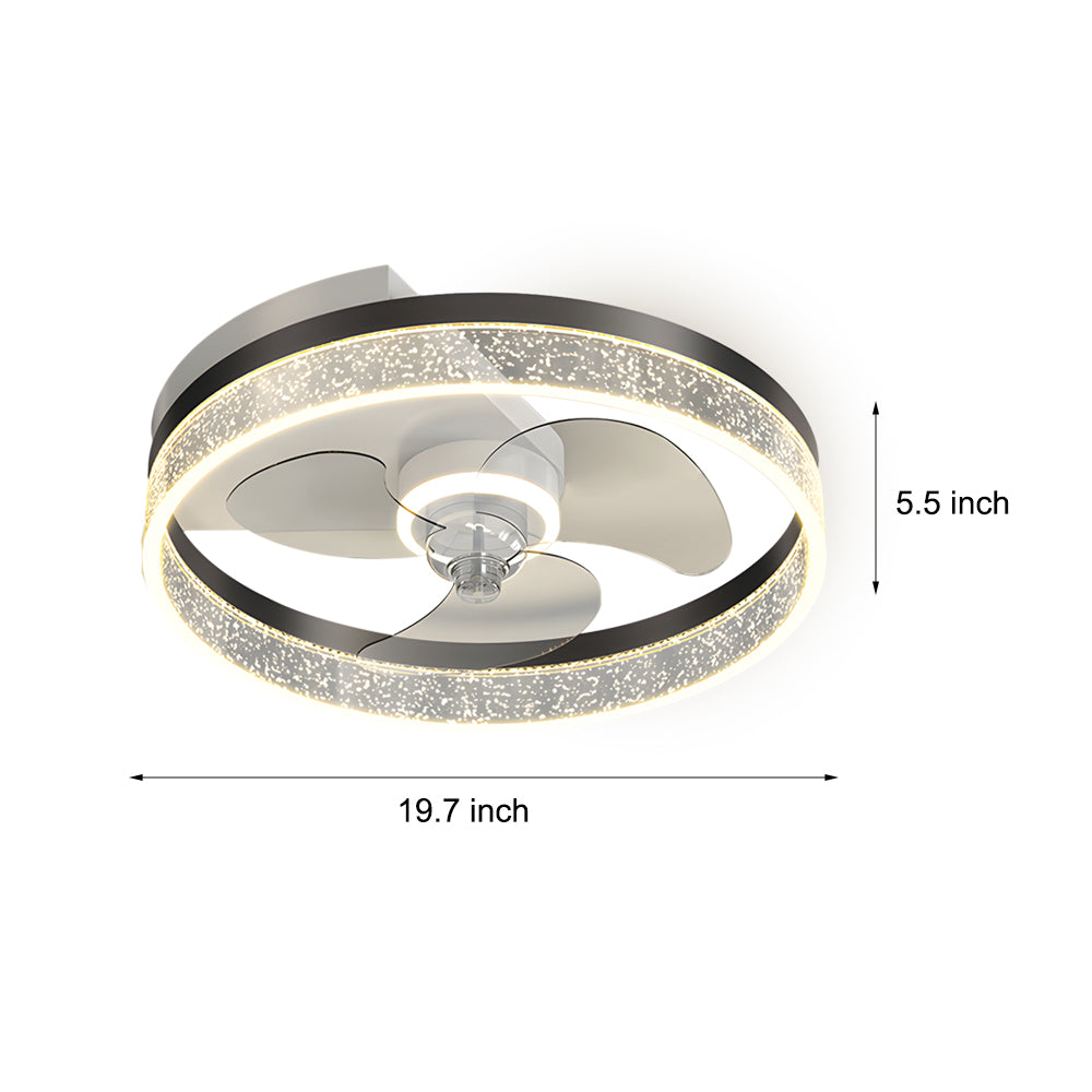 Circular Acrylic Bubbles Led Three Step Dimming Modern Ceiling Fan Lamp