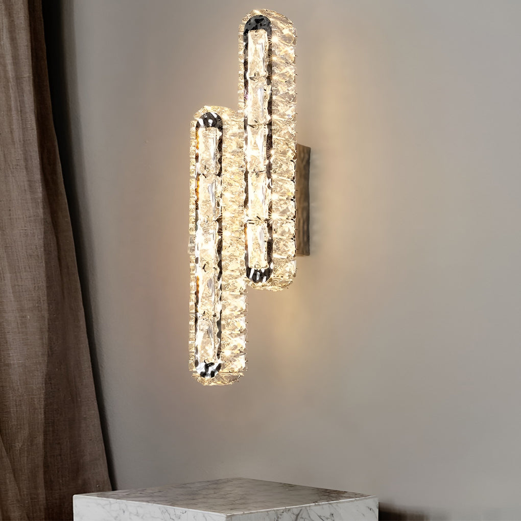 Double Strip Three Step Dimming Light Led Crystal Modern Wall Lamp Wall Sconce Lighting