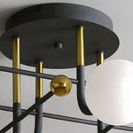 4 6 8 Light Modern Sputnik Globe Semi Flush Mount Light With White Glass Shade