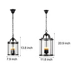 3 4 Light Candlelight Vintage Cylinder Glass Lantern Pendant Light Black