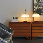 Ribbed Glass Bowl And Metal Italian Accent Table Lamps