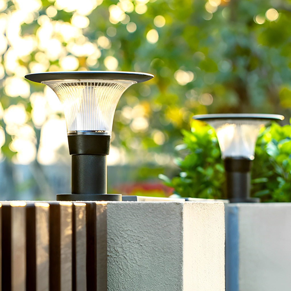 Round Black Solar Fence Post Light Ha082917