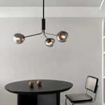 3 5 8 Light Molecule Dimpled Lava Glass Chandelier With Black Metallic Arms