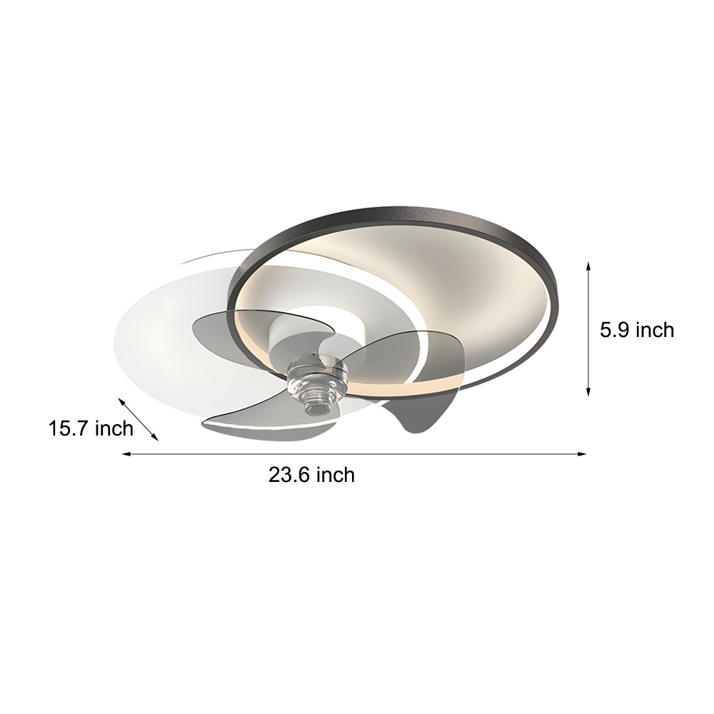 Round Mute Three Step Dimming Led Silent Modern Ceiling Fan And Light