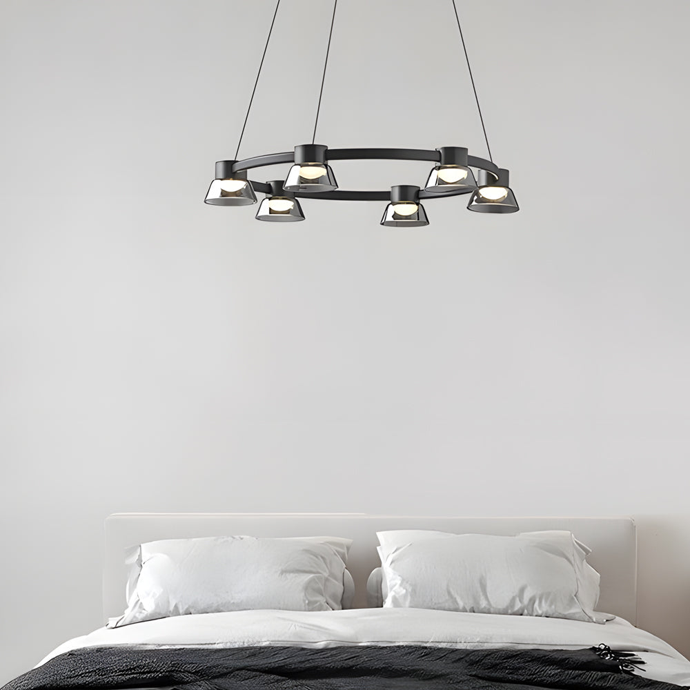 Ring Led Pendant With Smoke Gray Glass Shades