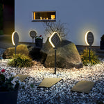 Modern Circular Black Solar LED Lawn Light for Garden Pathways
