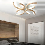 Multi Lights Floral Design Wood Semi Flush Mount Ceiling Light For Living Room