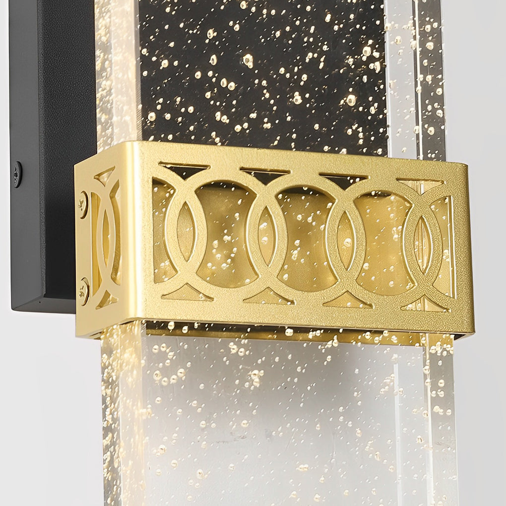 Bubbles Crystal LED Outdoor Wall Sconce – Modern Waterproof Black Aluminum Light
