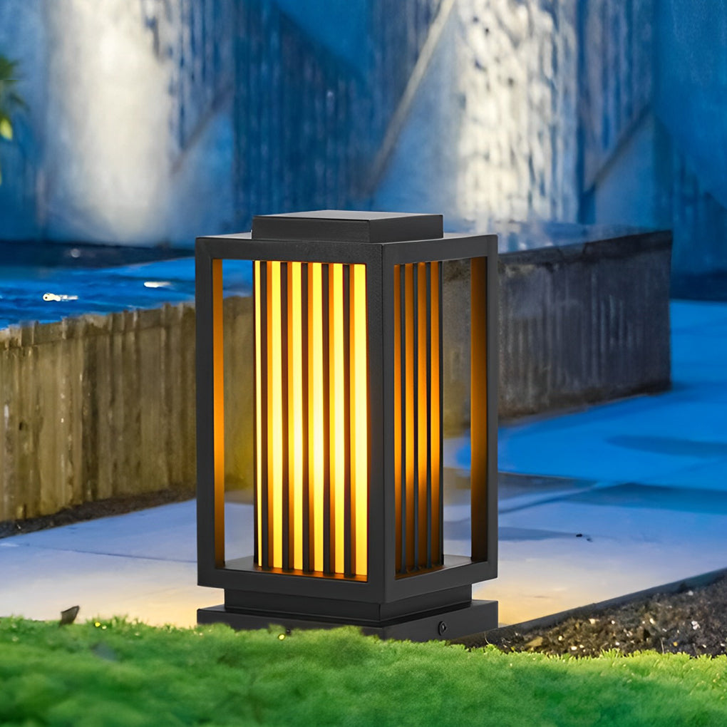 Modern LED Cage Pathway Lights in Black for Outdoor Elegance