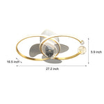 2 Rings Simple Luxury 3 Step Dimming Modern Bedroom Ceiling Fan And Light