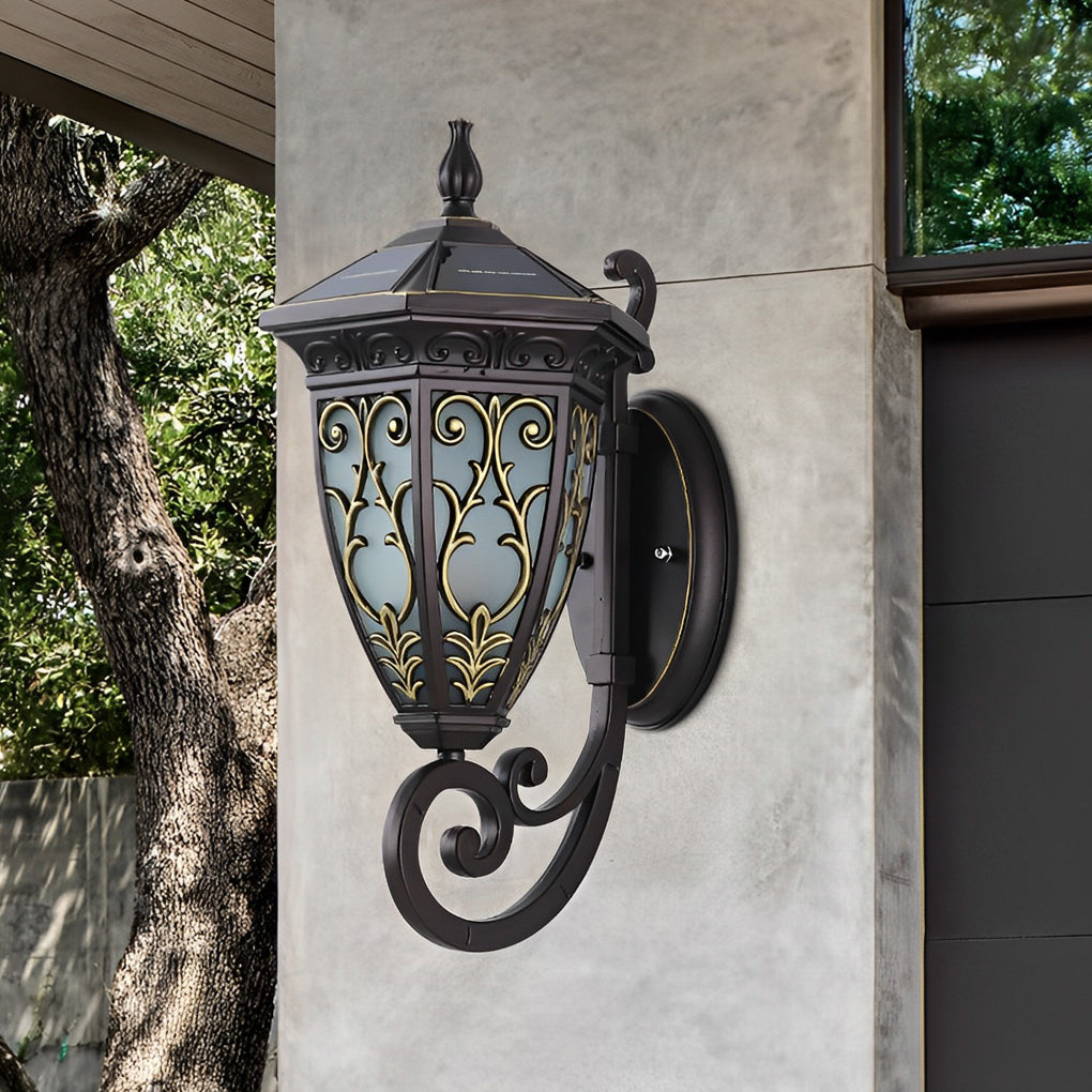 Vintage Flower Pattern Solar Wall Lamp Ha083745