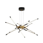 Modern Stepless Dimming Long Strip Sputnik Led Chandelier Gold Black Gold