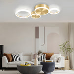 Modern Gold Led Flush Mount Rings Circle Ceiling Light Fixture