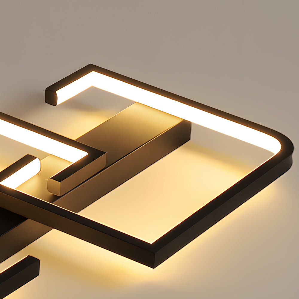 Simple Lines Square Frame 3 Step Dimming Led Black Modern Ceiling Lights