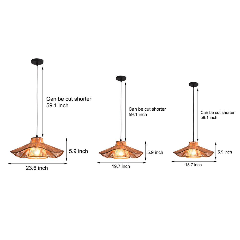 1 Light Double Layer Hemp Rope Weaving Umbrella Pendant Light Kitchen Pendant Ceiling Lighting