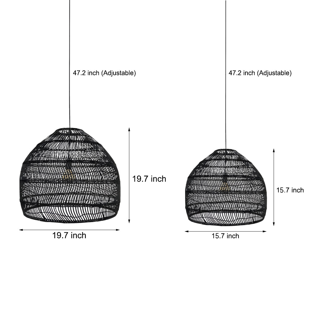 15 7 19 7 Inch W Rattan Woven Dome Pendant Light