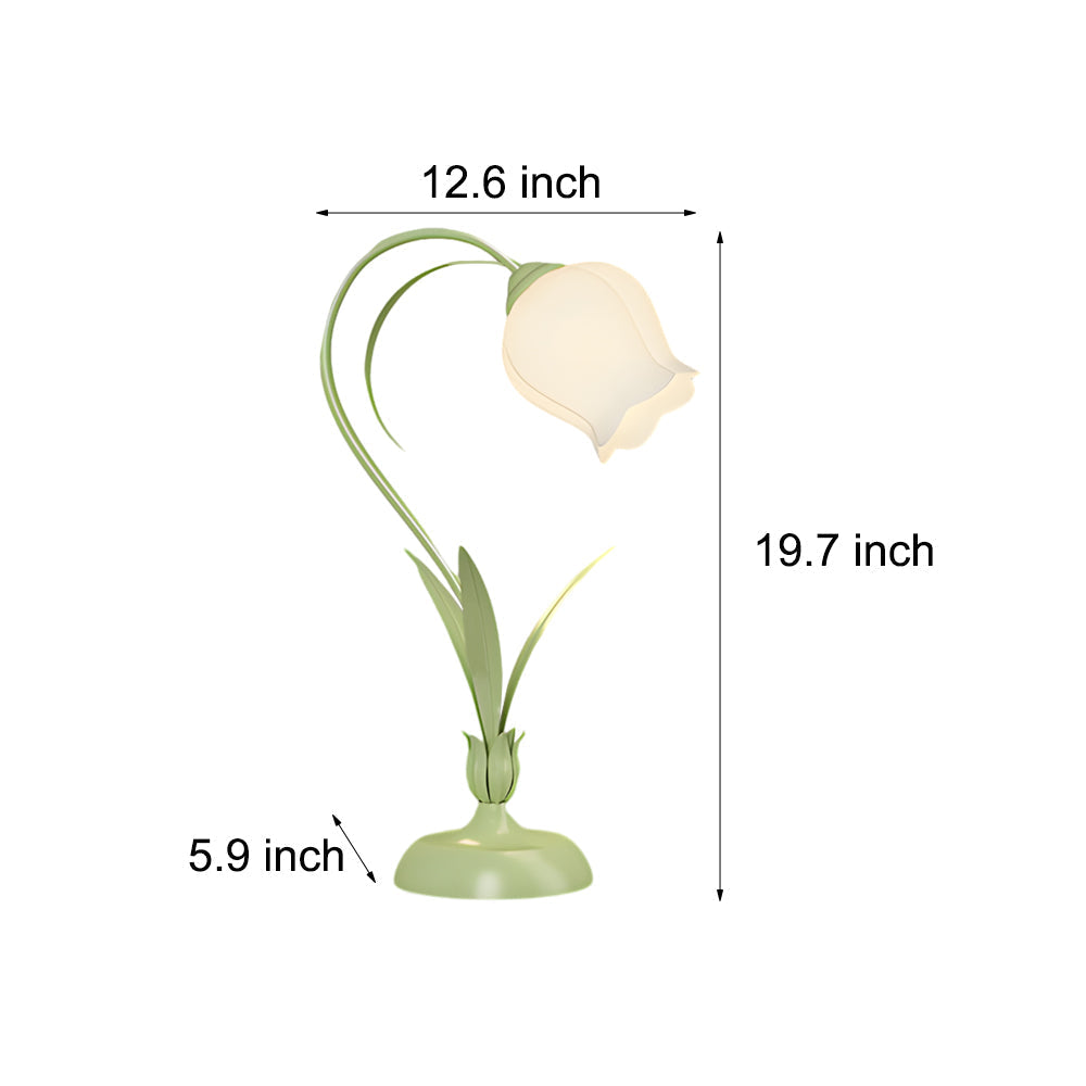 Rustic Green Desk Lamp Floral Shade