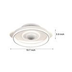 Led Smart Bladeless Ceiling Fan Round White Ceiling Fans With Dimmable Light