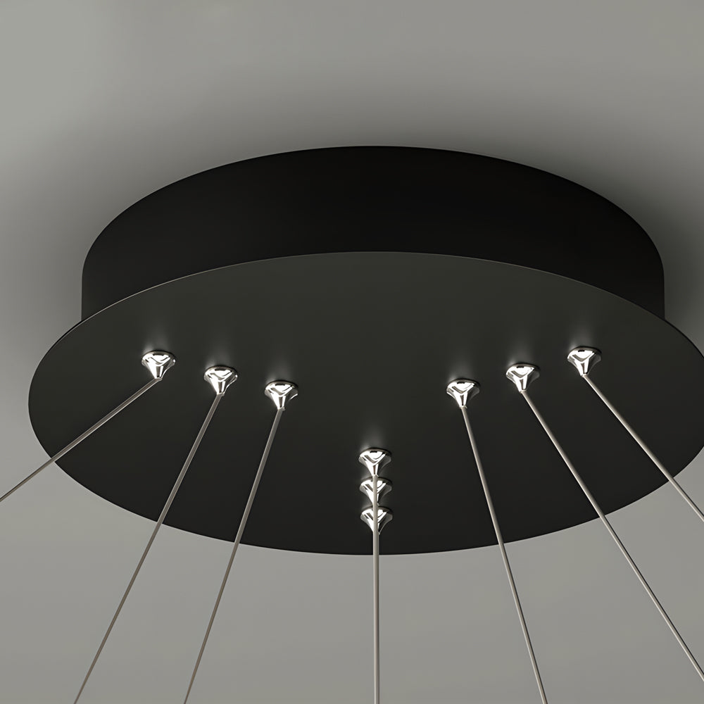 White Black Circular Pendant Lamp Dimmable Led Rings Chandelier