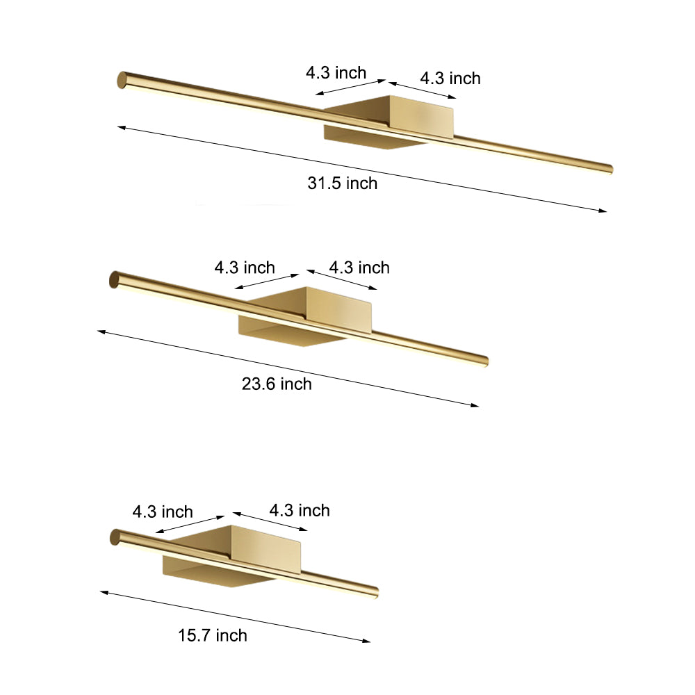 Brushed Brass Linear Led Bathroom Vanity Light