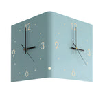 Square Metal Silent Backlit Led Corner Wall Clock Modern Wall Decor
