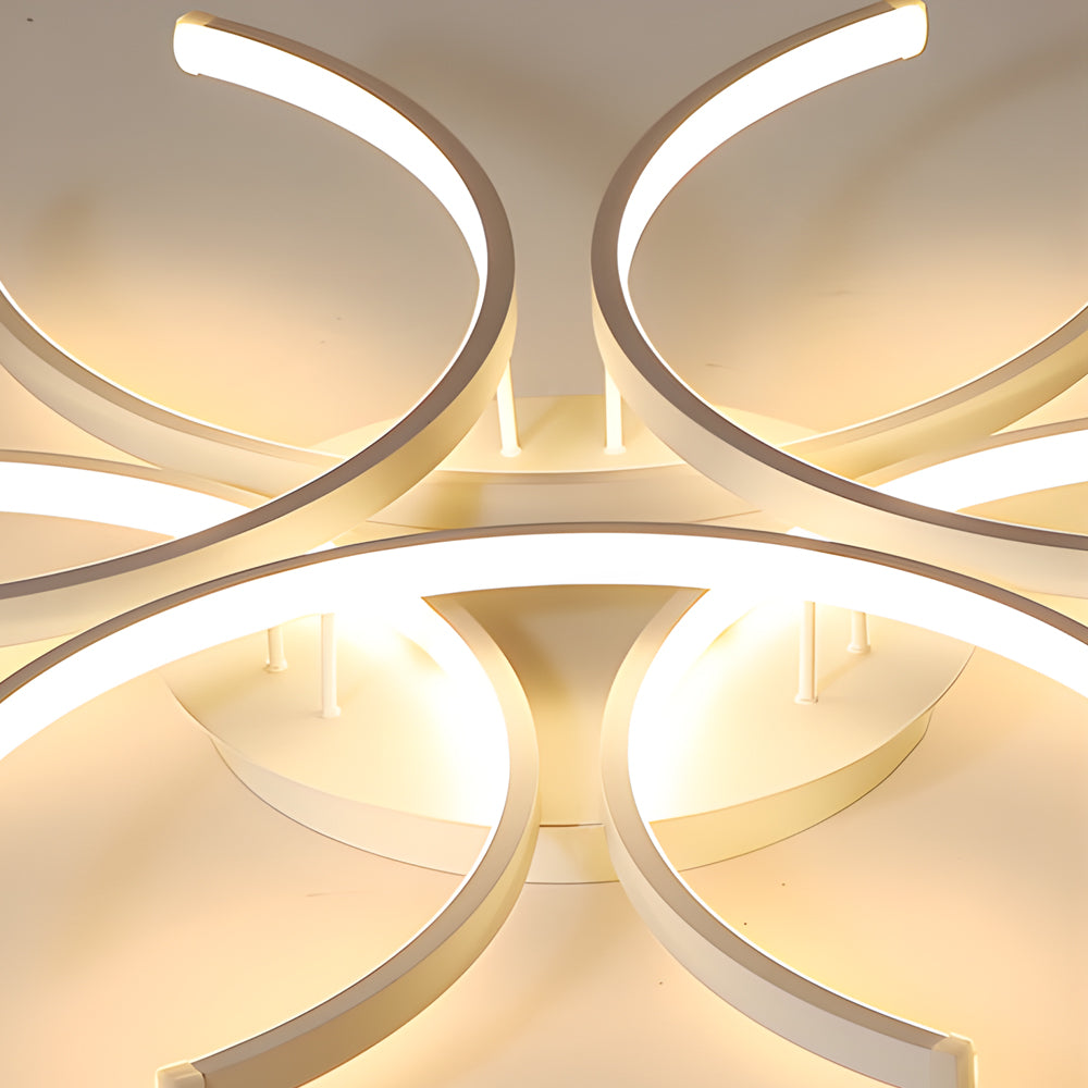 Simple Semi Circle Lines Flower Led Dimmable Modern Ceiling Light Fixture