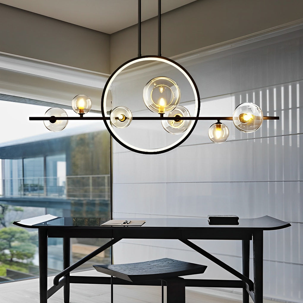 Modern Black Glass Bubble LED Chandelier for Dining Room and Kitchen Island