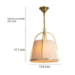 Trapezoid 13 8 Wide Pendant Gold Fixture With White Fabric Shade