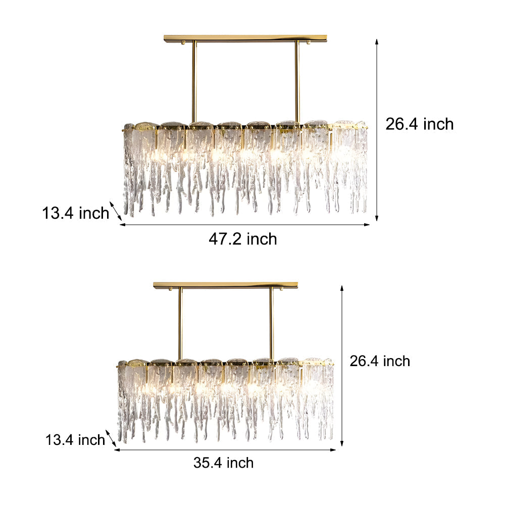 7 10 Light Luxury Glass Decor Icicles Droplet Crystal Chandelier 3 Step Dimming