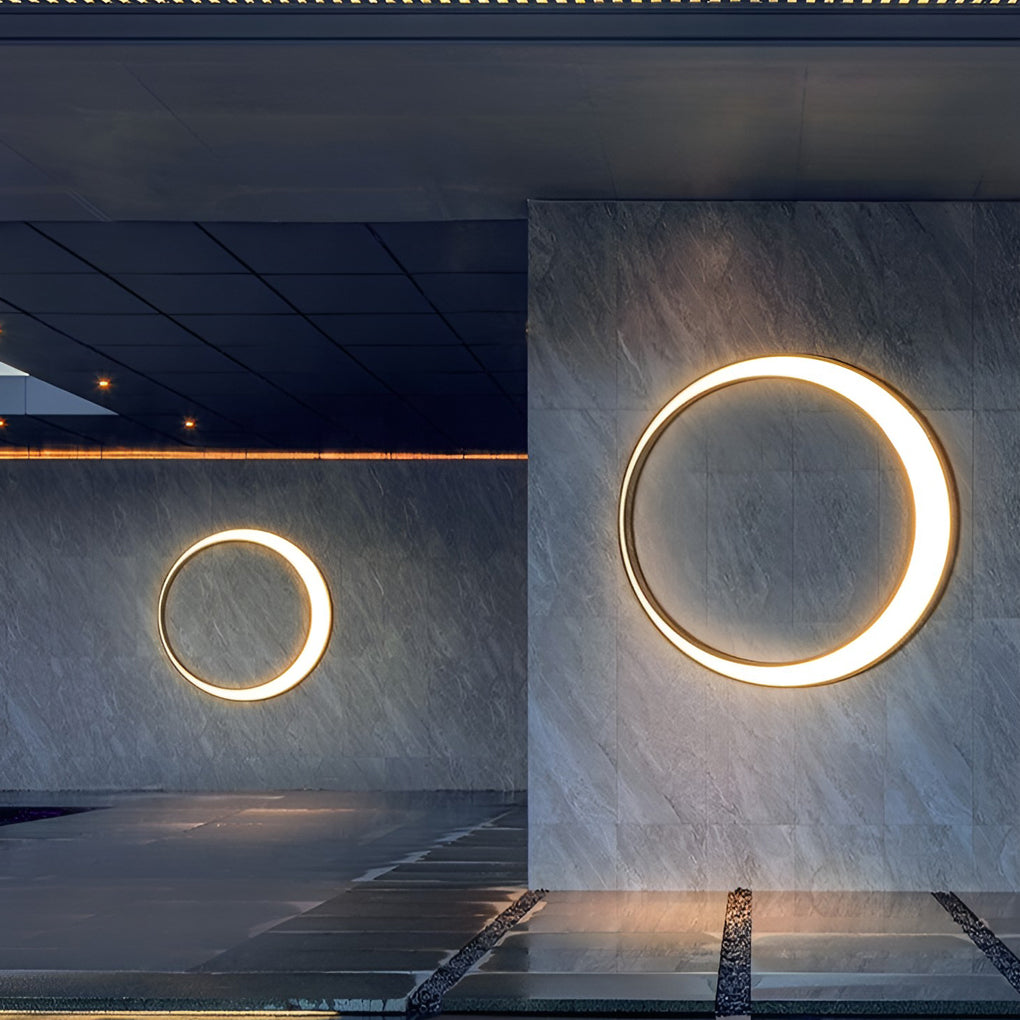 Minimalist Creative Outdoor Round Moon Led Waterproof Exterior Wall Sconces