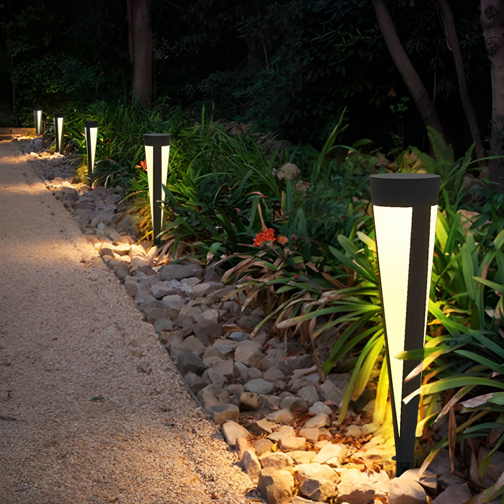 Modern Solar LED Lawn Light in Gray Aluminum for Garden Pathways