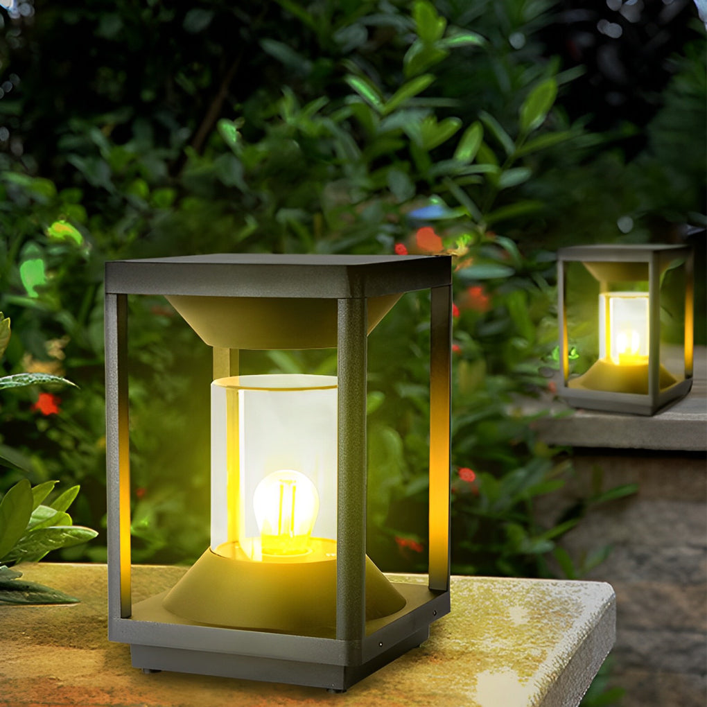 Square Minimalist Solar Fence Post Light Ha080736