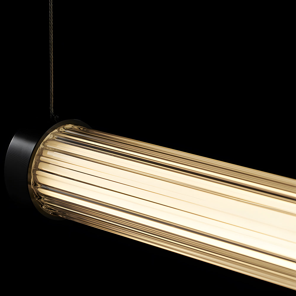 1 Light Glass Linear Led Island Pendant Light