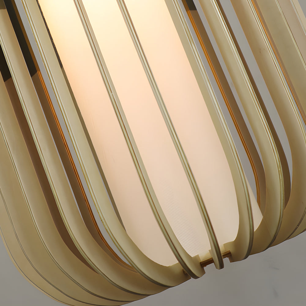 Wood Lantern Fabric Lampshade Led Minimalist Japanese Style Chandelier Li002748