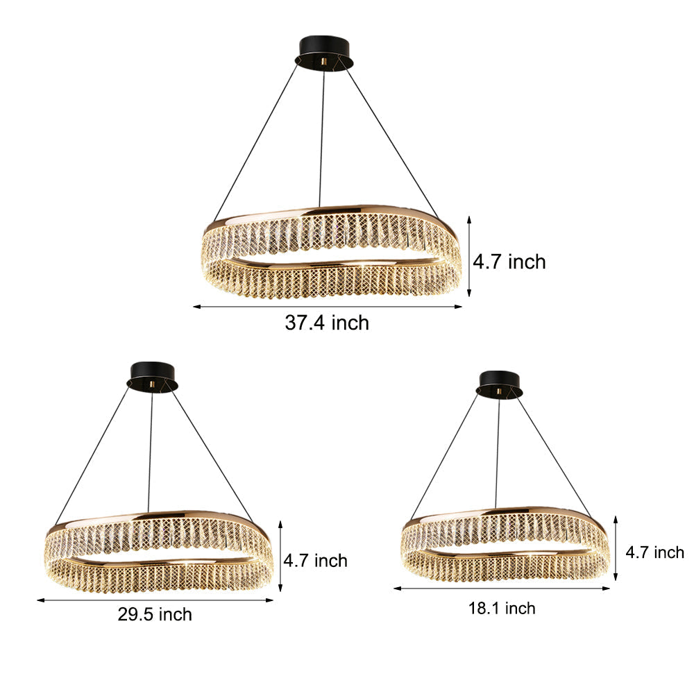 Creative Round Crystal 3 Step Dimming Led Luxury Modern Chandelier