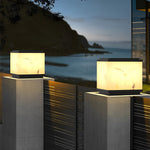 Square Marbled Solar Powered Fence Post Light Ha082380