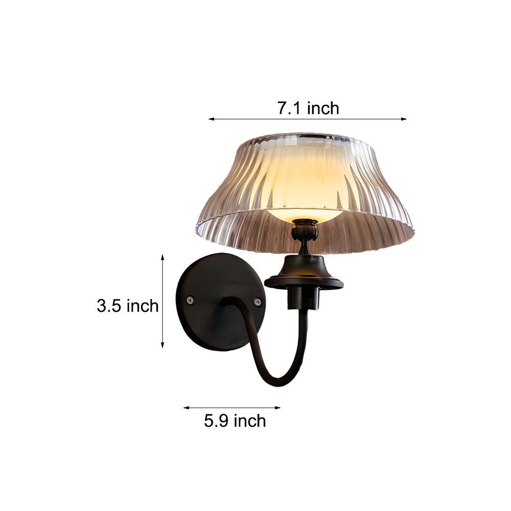 Black Metallic Arm Solar Outdoor Wall Light Adjustable Glass Shade