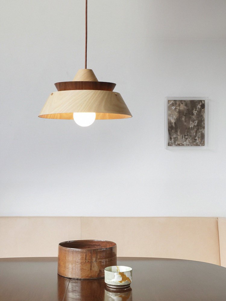 Torven Wood Pendant Light – Sculptural Layered Wooden Shade for Dining & Living Spaces