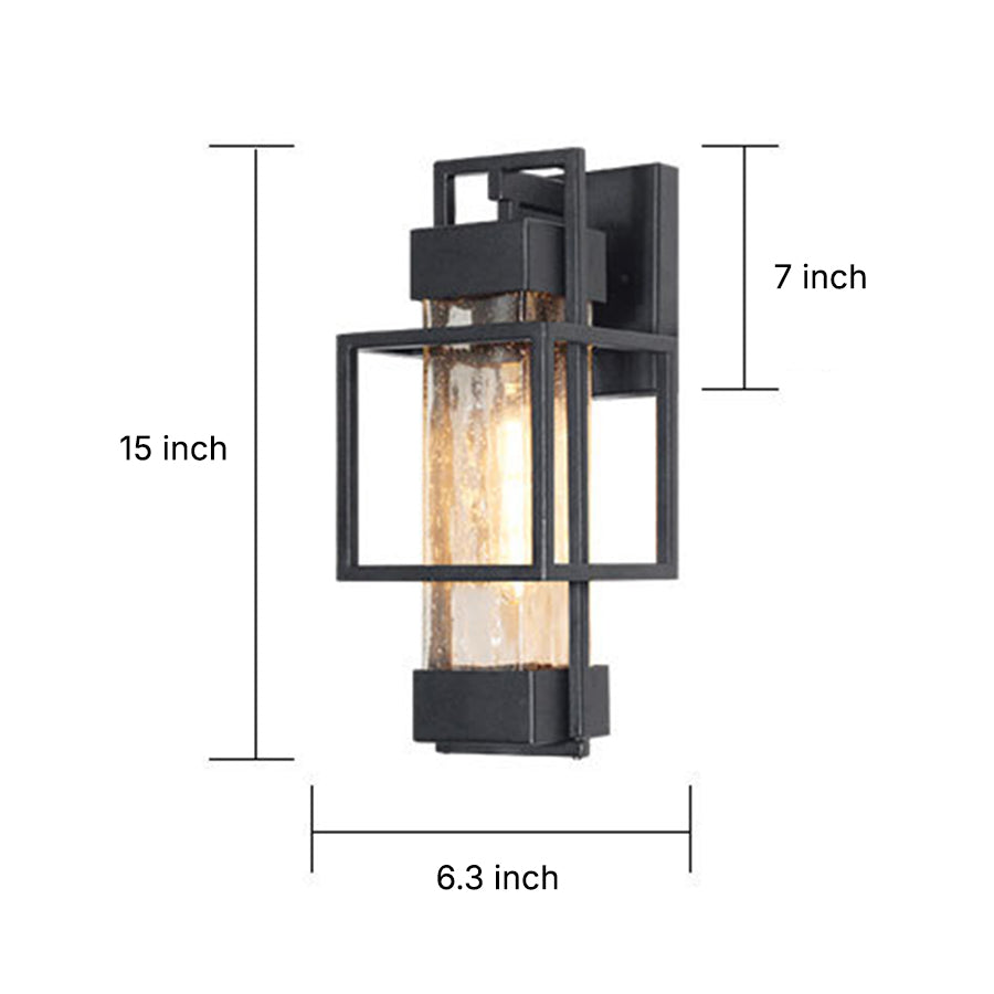 Vintage Wrought Iron Outdoor Wall Sconce with Clear Glass Shade