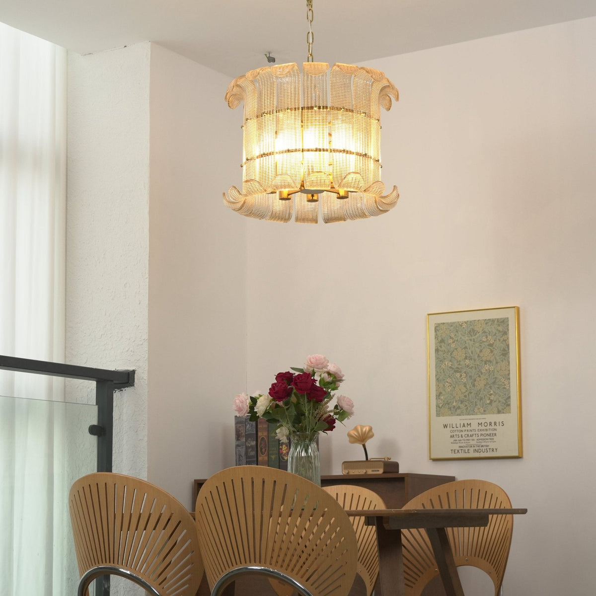 Brasher Modern Glass Chandelier in Champagne Gold for Dining Room