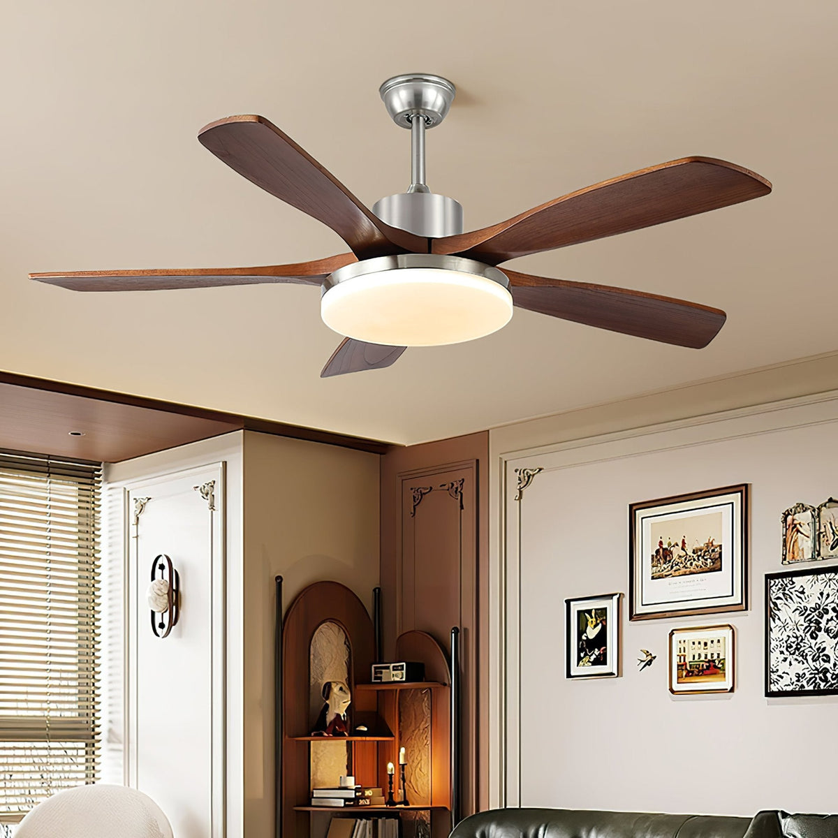 Lunet Ceiling Fan Light with LED, Modern Wooden Blades, 42" & 52" Options