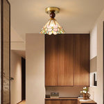 Butterfly Bloom Ceiling Light – Art Glass Flush Mount with Brass Accents