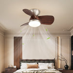 Miroter Ceiling Fan Light with LED, Flush Mount, Walnut & Nickel